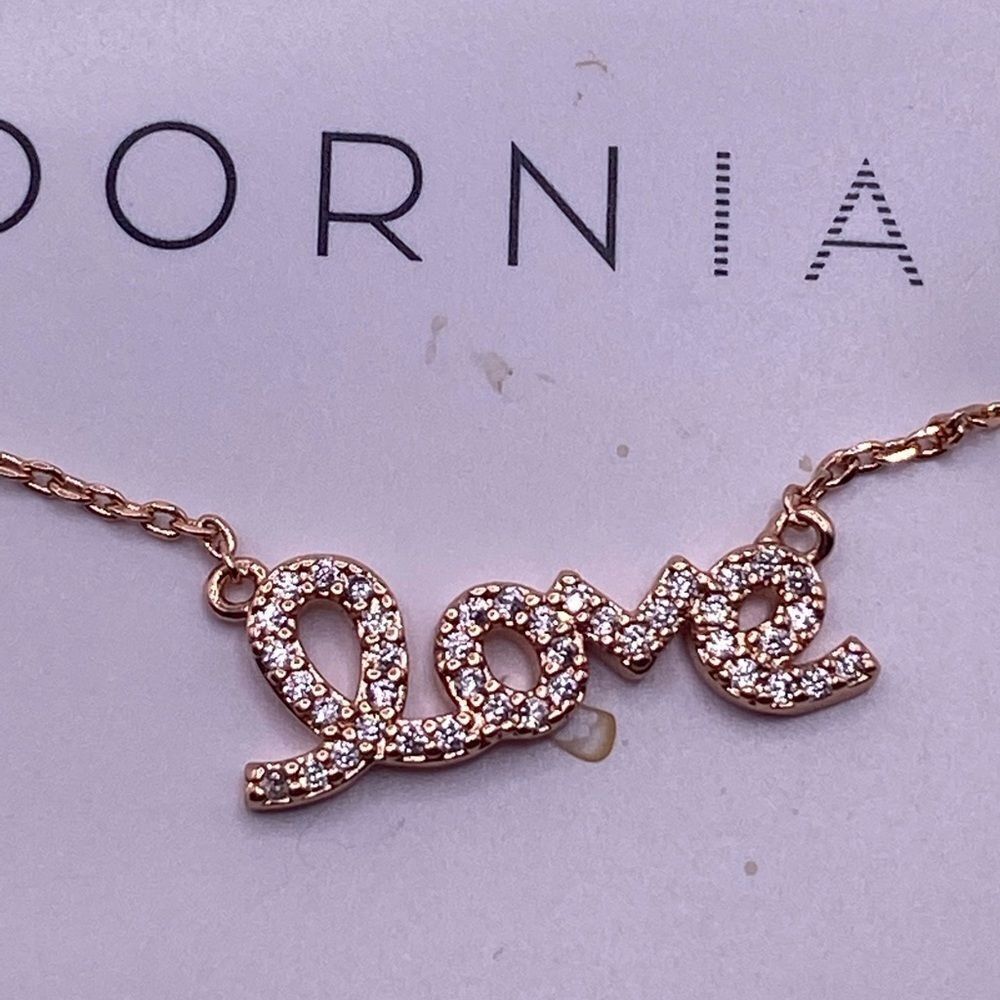 ! SUNDAY SALE! ✨ADORNIA✨ rosegold “love” rhinestone necklace - Picture 2 of 4